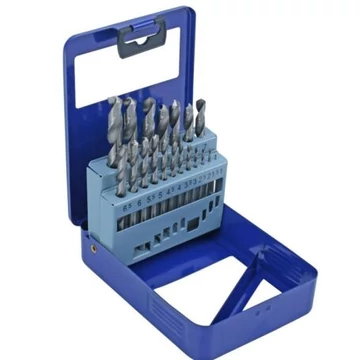 19 részes fém fúrószár készlet fém dobozban, tárolóállvánnyal