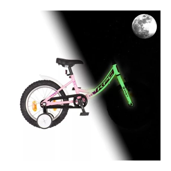 KPC FluoBike Kitty cicás VILÁGÍTÓS 16 rózsaszín fluoreszkáló gyermek kerékpár